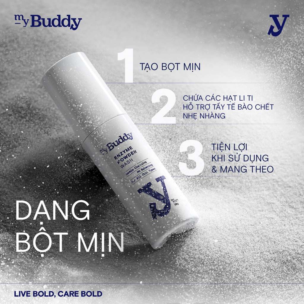 Bột Rửa Mặt Cho Nam myBuddy Enzyme Powder Làm Sạch Kép, Kiểm Soát Bã Nhờn & Cân Bằng Độ pH Cho Da 30g