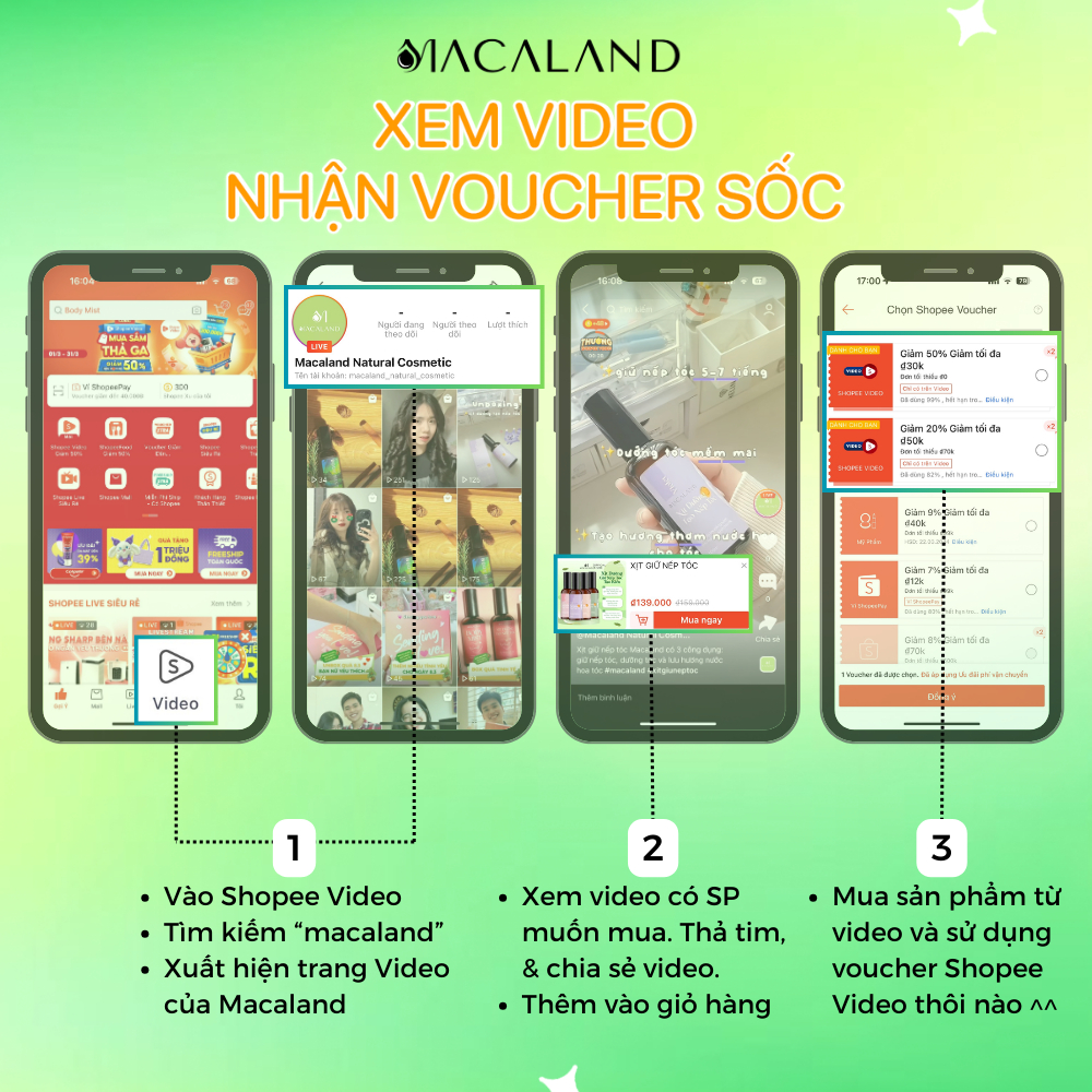 [TẶNG KẸP HOA SỨ] Xịt giữ nếp tạo kiểu dưỡng tóc 3in1 MACALAND 100ml lưu hương nước hoa, không khô cứng tóc