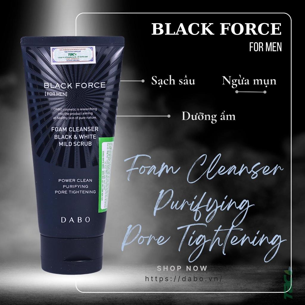 Sữa rửa mặt Nam trắng da sạch mụn Dabo Black Force Hàn Quốc 120ml – Hàng Chính Hãng