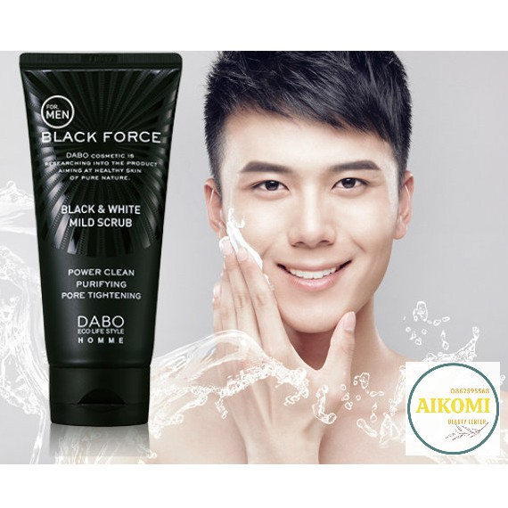 Sữa rửa mặt Nam trắng da sạch mụn Dabo Black Force Hàn Quốc 120ml – Hàng Chính Hãng