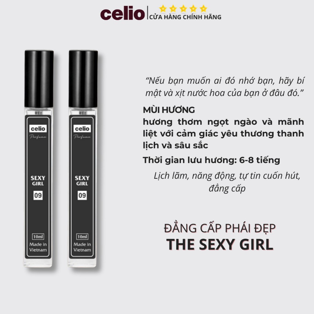 Tinh Dầu Nước Hoa Celio Nước Hoa Body Cá Tính Nồng Nàn Quyến Rũ Gợi Cảm Thơm Lâu Dạng Xịt Tiện Lợi Dung Tích 10ml
