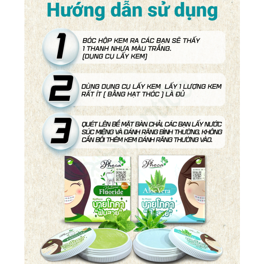 Kem đánh răng thảo dược BY PHOCA Thái Lan 25g giúp răng trắng sáng, hơi thở thơm mát