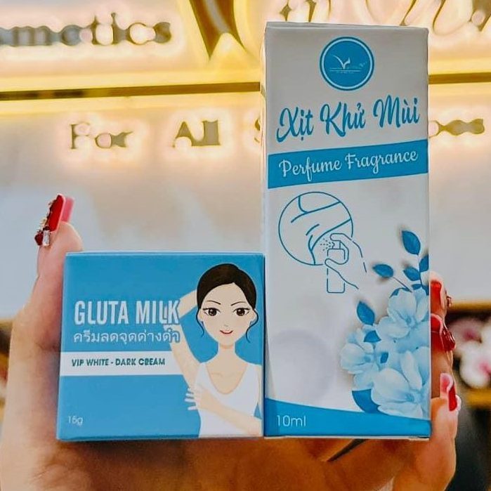 Kem thâm nách Gluta Milk ( Mua 1 hộp tặng 1 xịt hôi nách) kem mờ thâm đầu gối, khủy tay, thâm bẹn- Chính Hãng- 15g