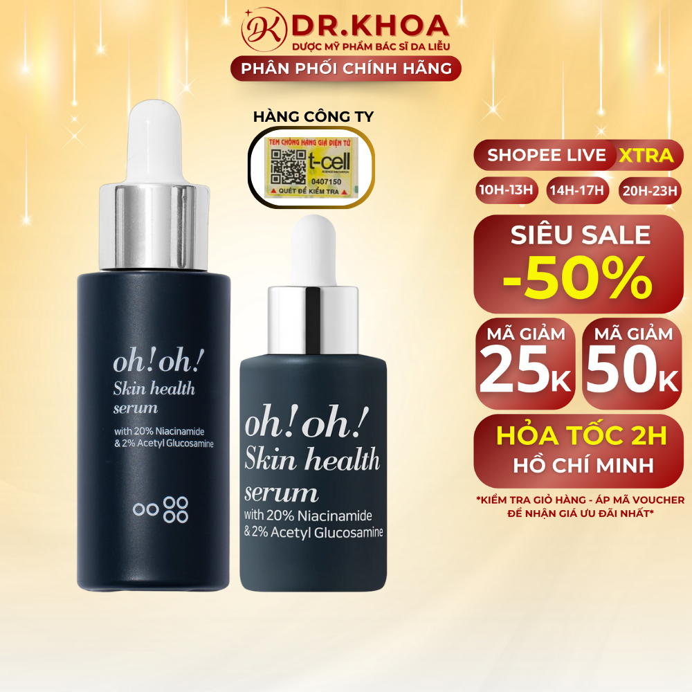 Serum oh!oh! Niacinamide 20% Dưỡng Sáng Da, Giảm Thâm Nám, Thu Nhỏ Lỗ Chân Lông Ohoh Skin Health 10ml/30ml