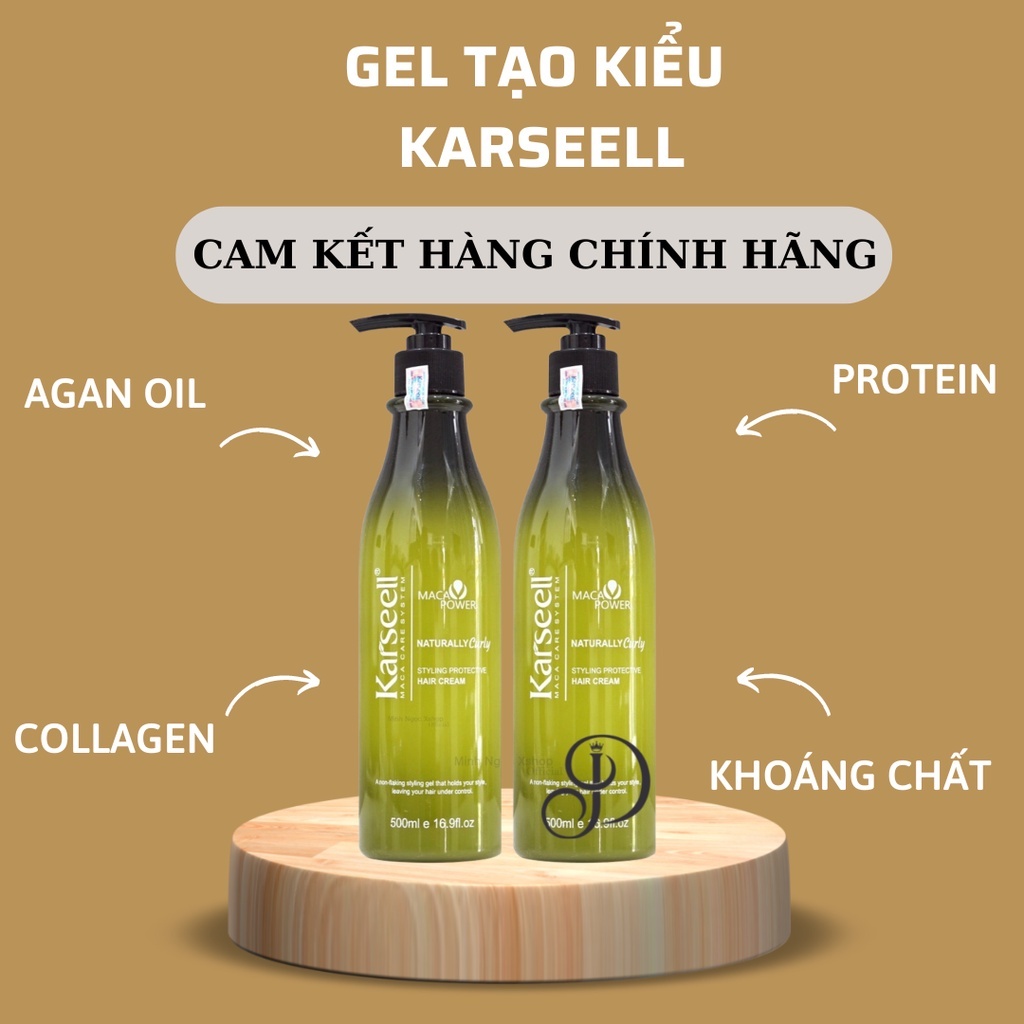 Gel bóp xoăn kem mềm giữ nếp cho tóc xoăn hippie xù mì xoăn bung xoăn lơi Karseell chính hãng