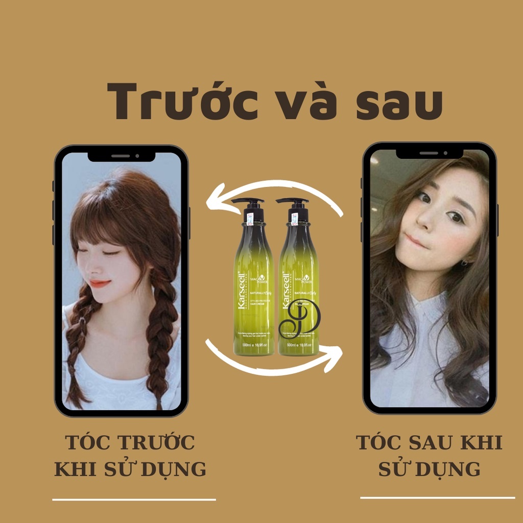 Gel bóp xoăn kem mềm giữ nếp cho tóc xoăn hippie xù mì xoăn bung xoăn lơi Karseell chính hãng