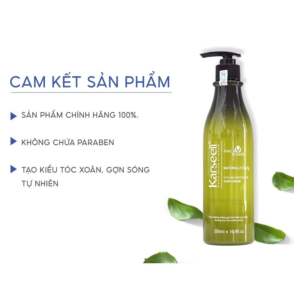 Gel bóp xoăn kem mềm giữ nếp cho tóc xoăn hippie xù mì xoăn bung xoăn lơi Karseell chính hãng