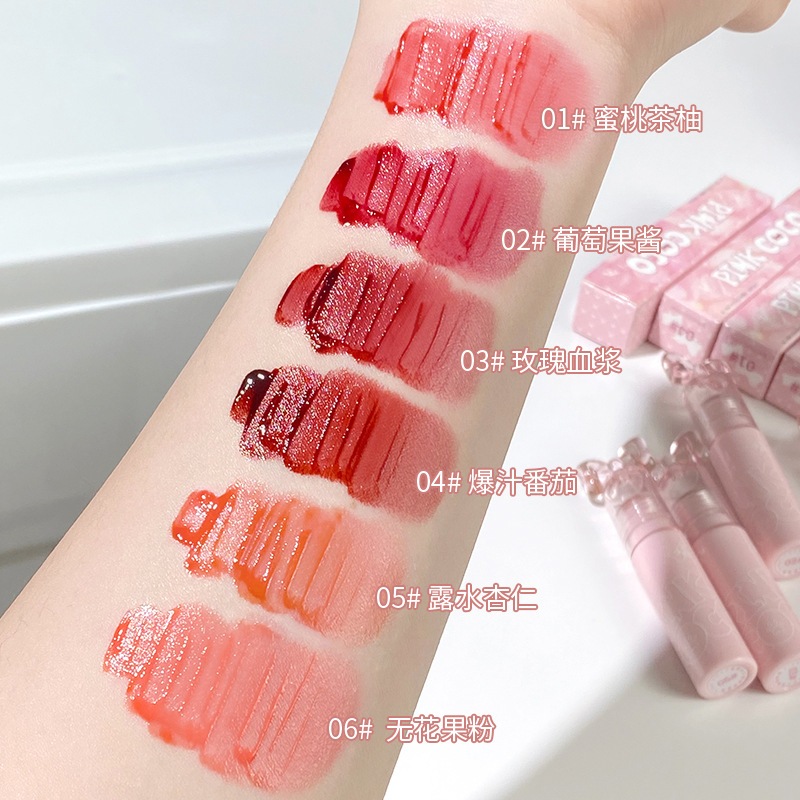(Bán buôn sỉ) Son Kem Bóng Pink COCO nơ hồng trang điểm môi căng mọng Chống Thấm Nước Lâu Trôi Son21