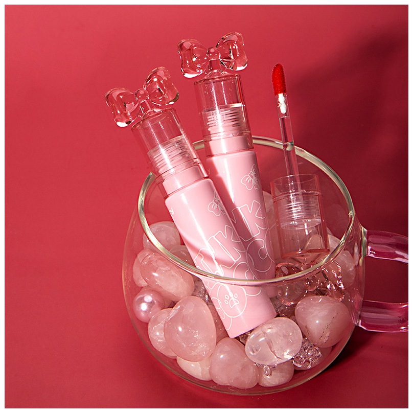 (Bán buôn sỉ) Son Kem Bóng Pink COCO nơ hồng trang điểm môi căng mọng Chống Thấm Nước Lâu Trôi Son21