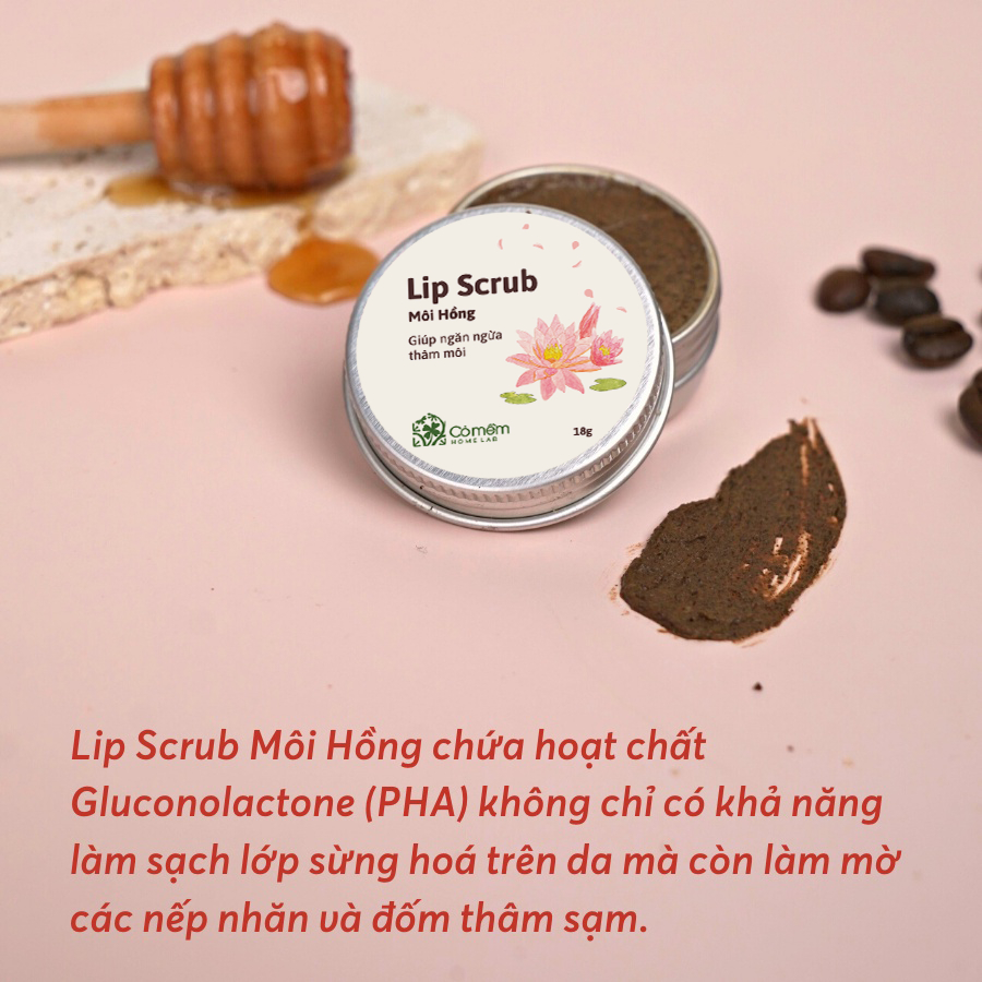 Tẩy da chết môi Lip Scrub Môi Hồng Giảm Thâm Dưỡng Ẩm Cho Môi Cỏ Mềm 18g