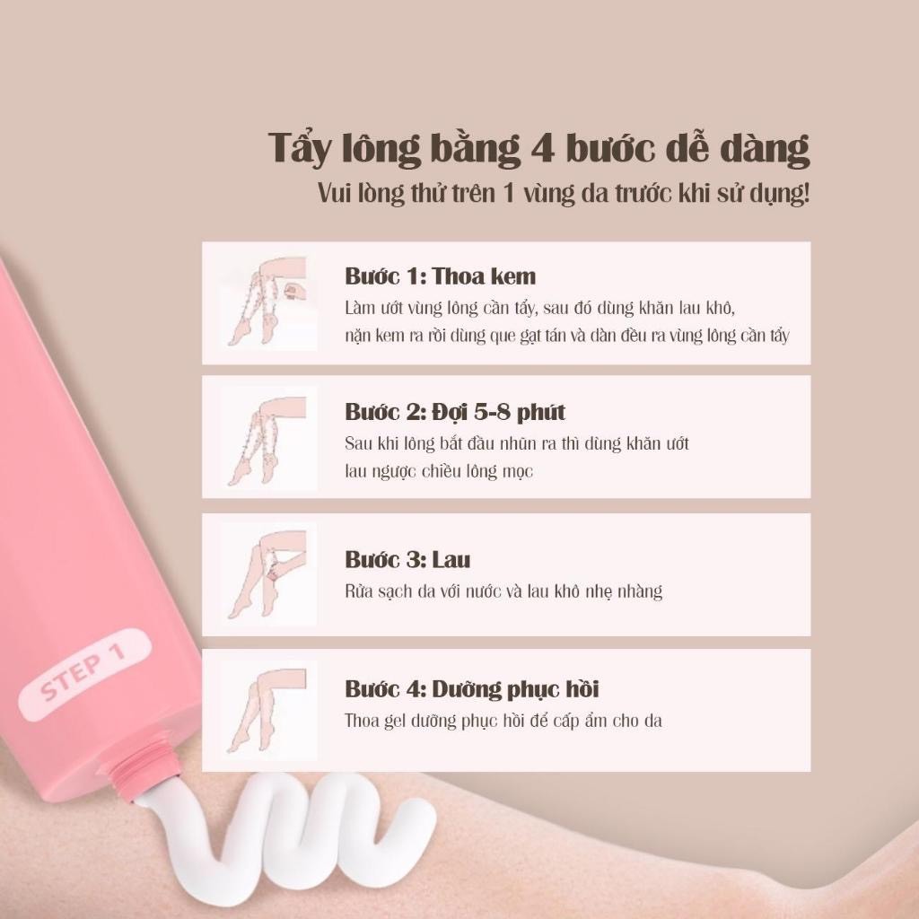 Kem Tẩy Lông HOBEBAR 50G Tặng Gel Dưỡng Lô Hội 30G, Kem tẩy lông nách, lông chân, tay, vùng kín.