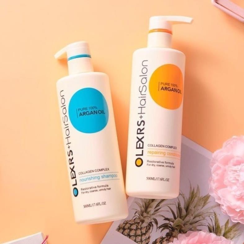 Cặp Dầu Gội Xả Olexrs Argan Oil Collage – Bộ Gội Xả Olexrs Hair Salon 960ml