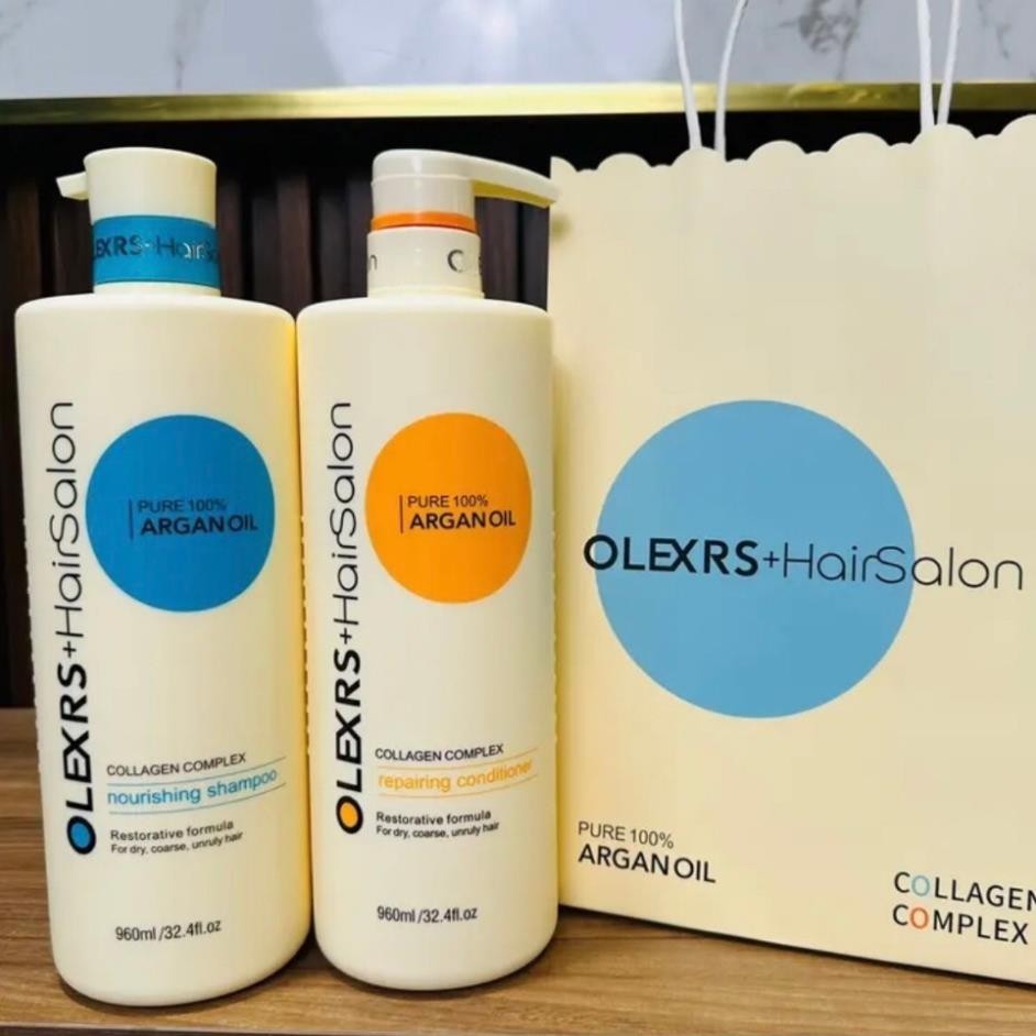 Cặp Dầu Gội Xả Olexrs Argan Oil Collage – Bộ Gội Xả Olexrs Hair Salon 960ml