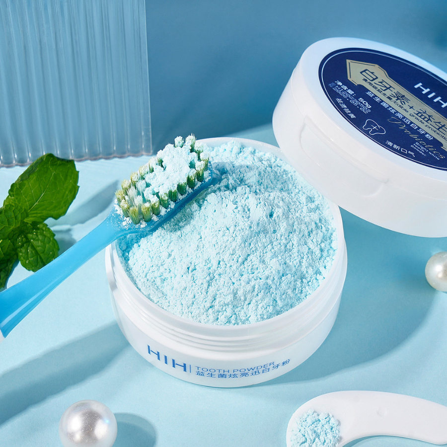 Bột Trắng Răng Tự Nhiên HIH 50G Hương Bạc Hà, Trắng Răng Khử Ổ Vàng, Sạch Mảng Bám Dứt Điểm Hôi Miệng
