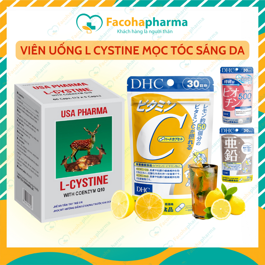 L cystine 500mg viên uống trắng da mọc tóc ngừa nám chăm sóc sức khoẻ hiệu quả hộp 60 viên