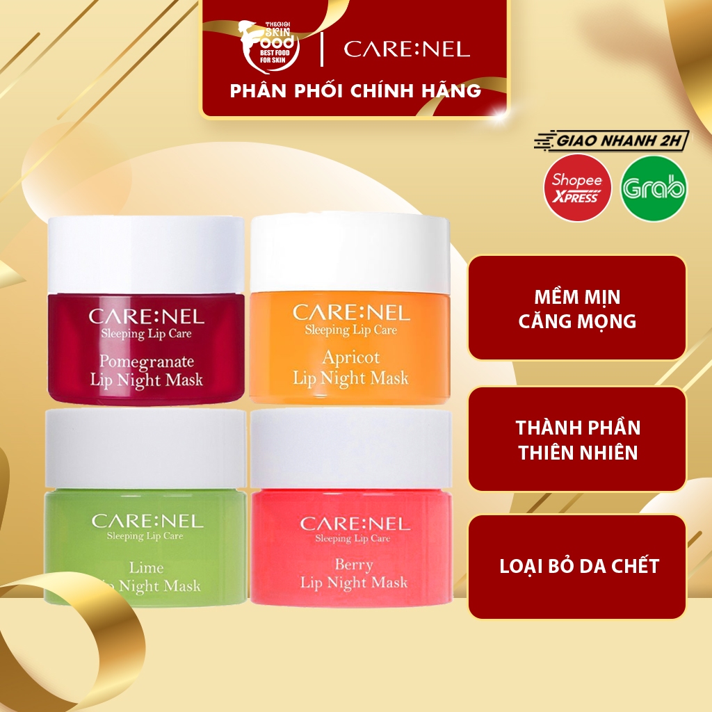 Mặt nạ ngủ dưỡng ẩm môi hồng hào căng mọng Hàn Quốc Care:nel Carenel Berry Lip Night Mask