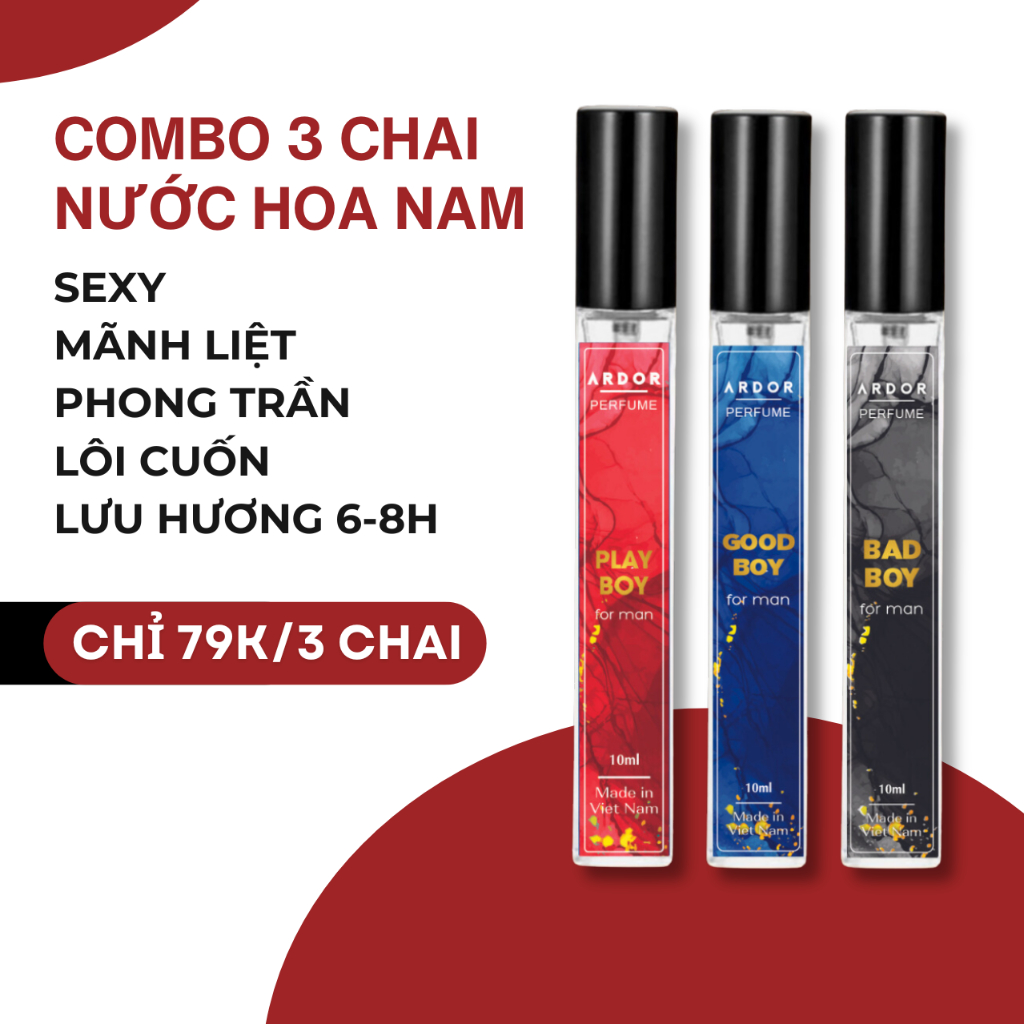 Nước Hoa Nam Good Boy Bad Boy ARDOR Tinh Dầu Thơm Body Nam Tính, Lịch Lãm, Lôi Cuốn Chai Xịt 10ml