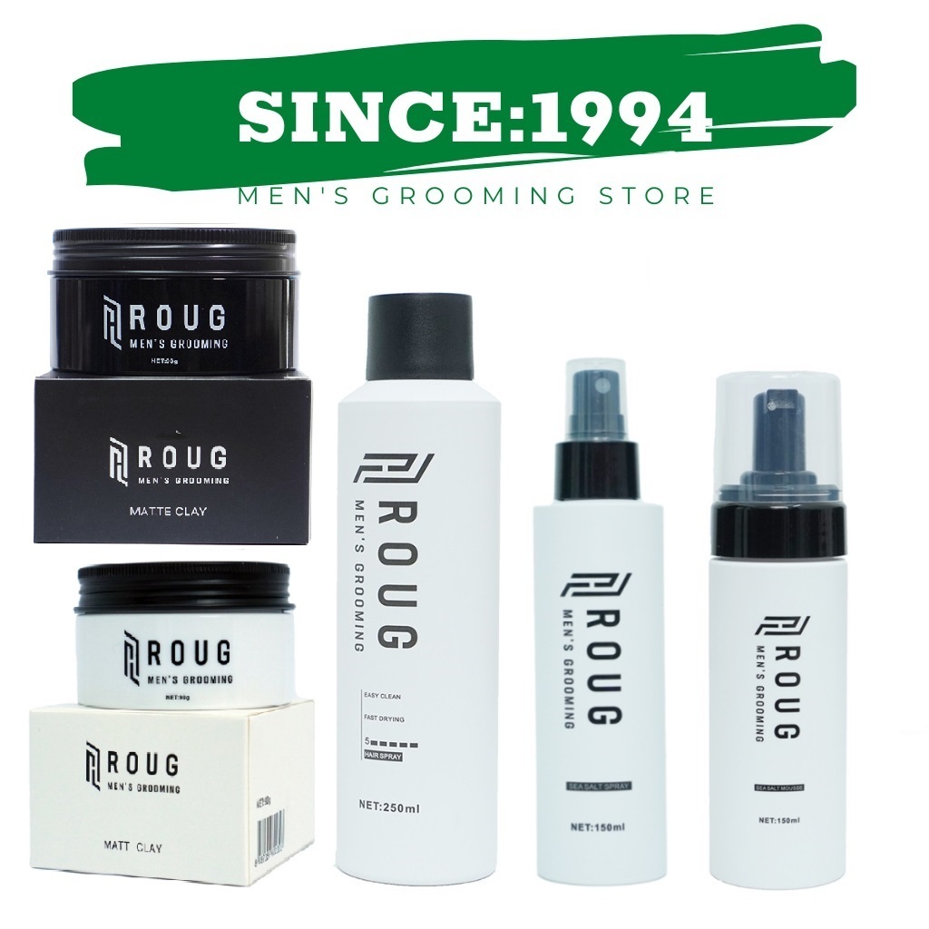ROUG | Sáp vuốt tóc, Gôm xịt cứng tóc Roug Matt Clay, Matte Clay 90g – Chính Hãng Bọt tạo phồng Roug
