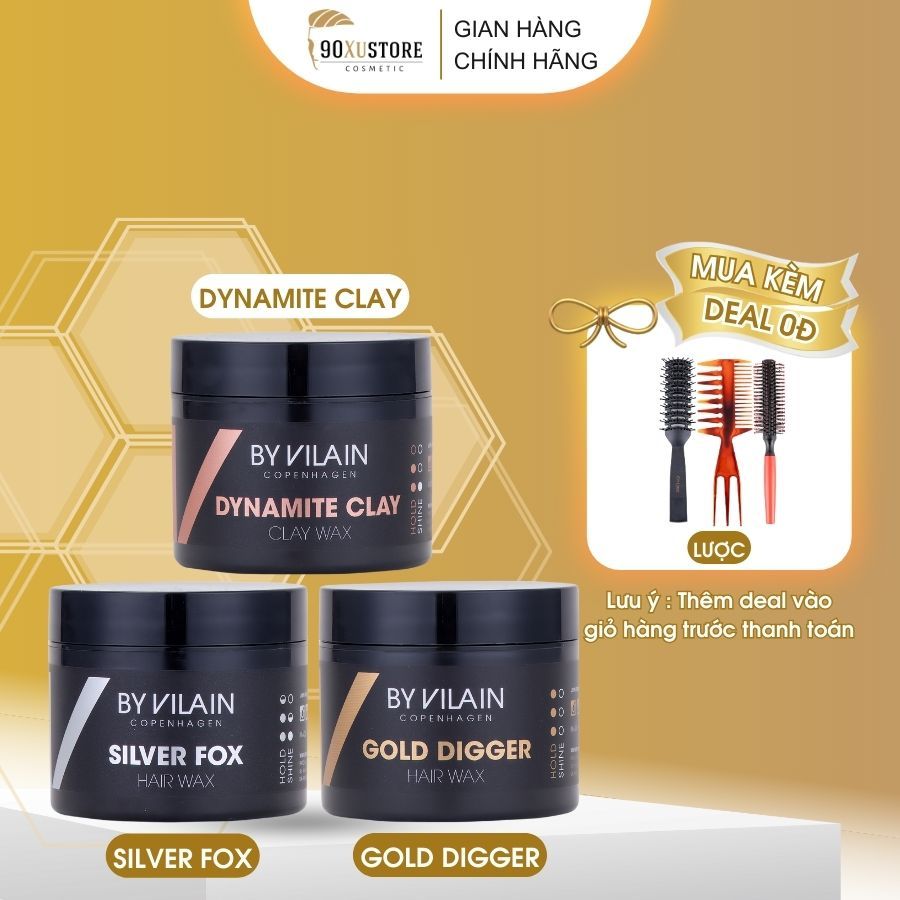Sáp vuốt tóc nam By Vilain Gold Digger , Silver Fox , Dynamite Clay , Sidekick Zero , giữ nếp tóc , tạo kiểu tóc