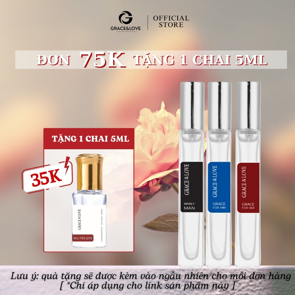 Nước hoa nữ thơm lâu chính hãng Grace And Love dầu thơm nữ tinh dầu nước hoa nam nữ xịt thơm body 24h