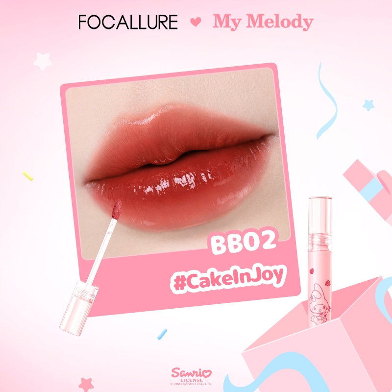 [Focallure x Sanrio] Son Tint Căng Bóng Mọng Nước Không Dính Lâu Trôi 2.6g