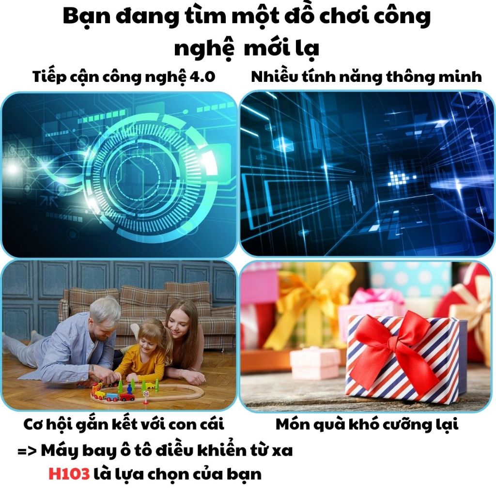 Máy bay điều khiển từ xa mini 2 trong 1 kiêm ô tô điều khiển từ xa H103 Đồ chơi cho bé Thông minh An toàn Tiện lợi