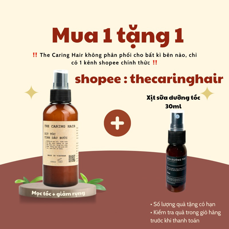 [CHÍNH HÃNG] Xịt tóc Tinh dầu bưởi THE CARING HAIR ( Kích mọc tóc – Giảm rụng )