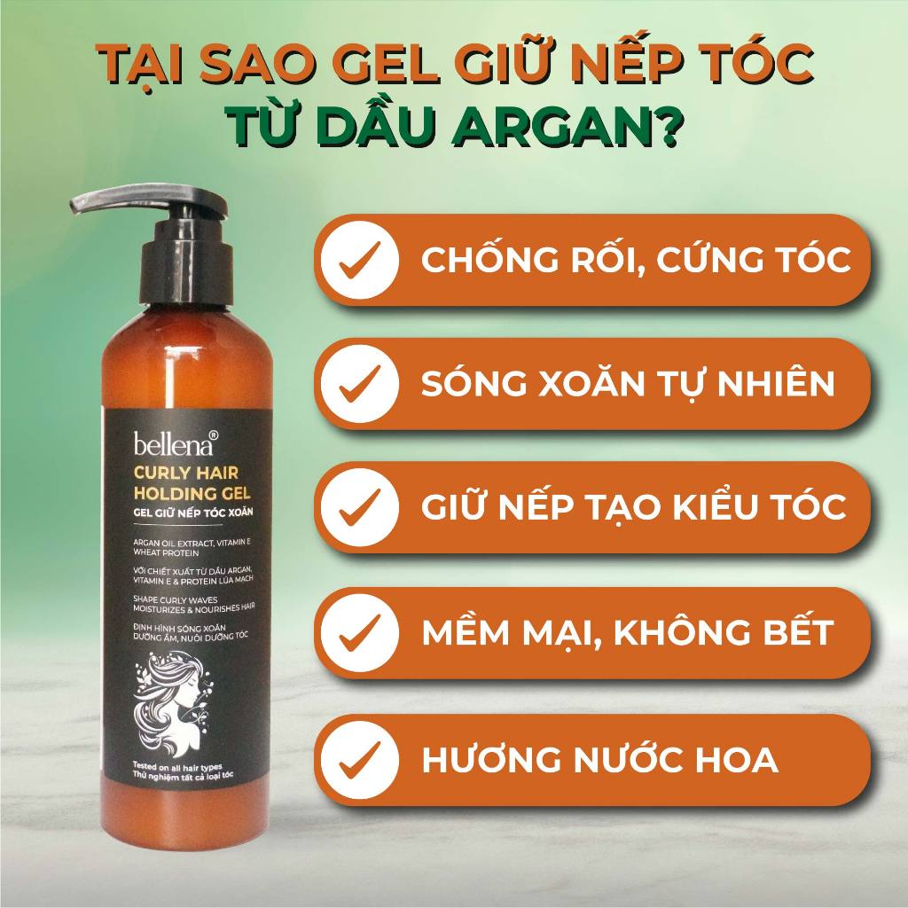 Gel giữ nếp tóc xoăn tạo kiểu tóc bóp tóc xoăn hippie Bellena GX2 250ml