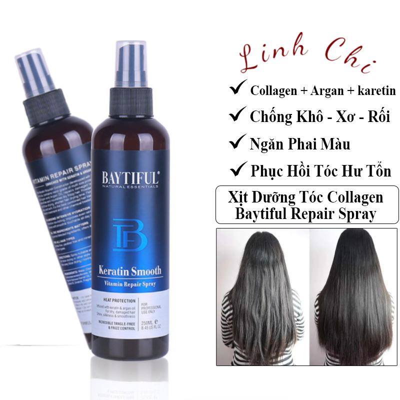 Xịt Dưỡng Tóc Collagen Chăm Sóc Tóc Hư Tổn Baytiful Repair Spray. Xịt Tinh Chất Chăm Sóc Tóc Phục Hồi Tóc Hư Tổn Nặng