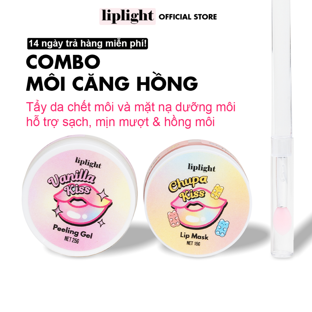 (TẶNG CỌ SILICON) Combo giảm thâm môi, dưỡng hồng môi Liplight, cấp ẩm môi (tẩy tế bào chết môi + mặt nạ dưỡng hồng môi)