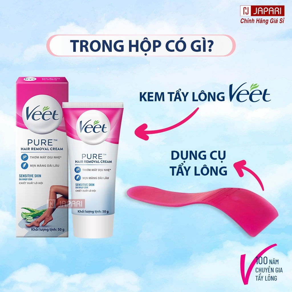 Kem Tẩy Lông Veet CHÍNH HÃNG- Tẩy Lông Vùng Kín Bikini, Nách, Lông Chân Tay Mặt Da Nhạy Cảm – Wax Lông Cho Nam Nữ Japari