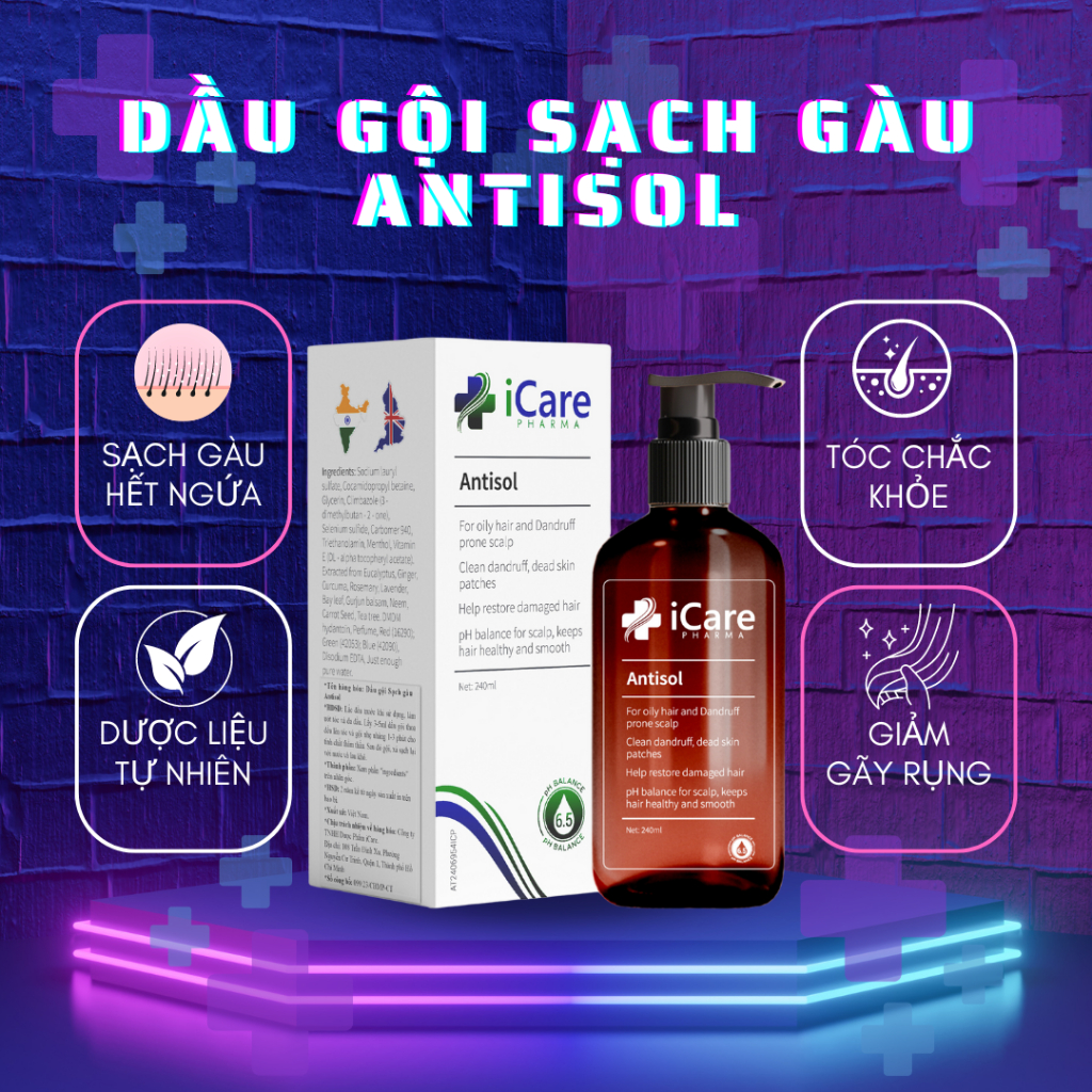 Dầu Gội Sạch Gàu Chiết Xuất Dược Liệu Antisol Hiệu Quả Nhanh, An Toàn Tuyệt Đối