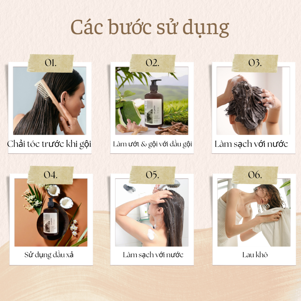 Dầu gội gừng trắc bá diệp mọc tóc giảm rụng tóc nuôi dưỡng nan tóc VƯỜN NHÀ CỘI 500ml
