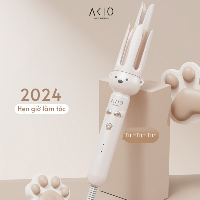 Máy uốn tóc xoăn tự động AKIO chất liệu gốm sứ đường kính uốn 28mm và 32mm