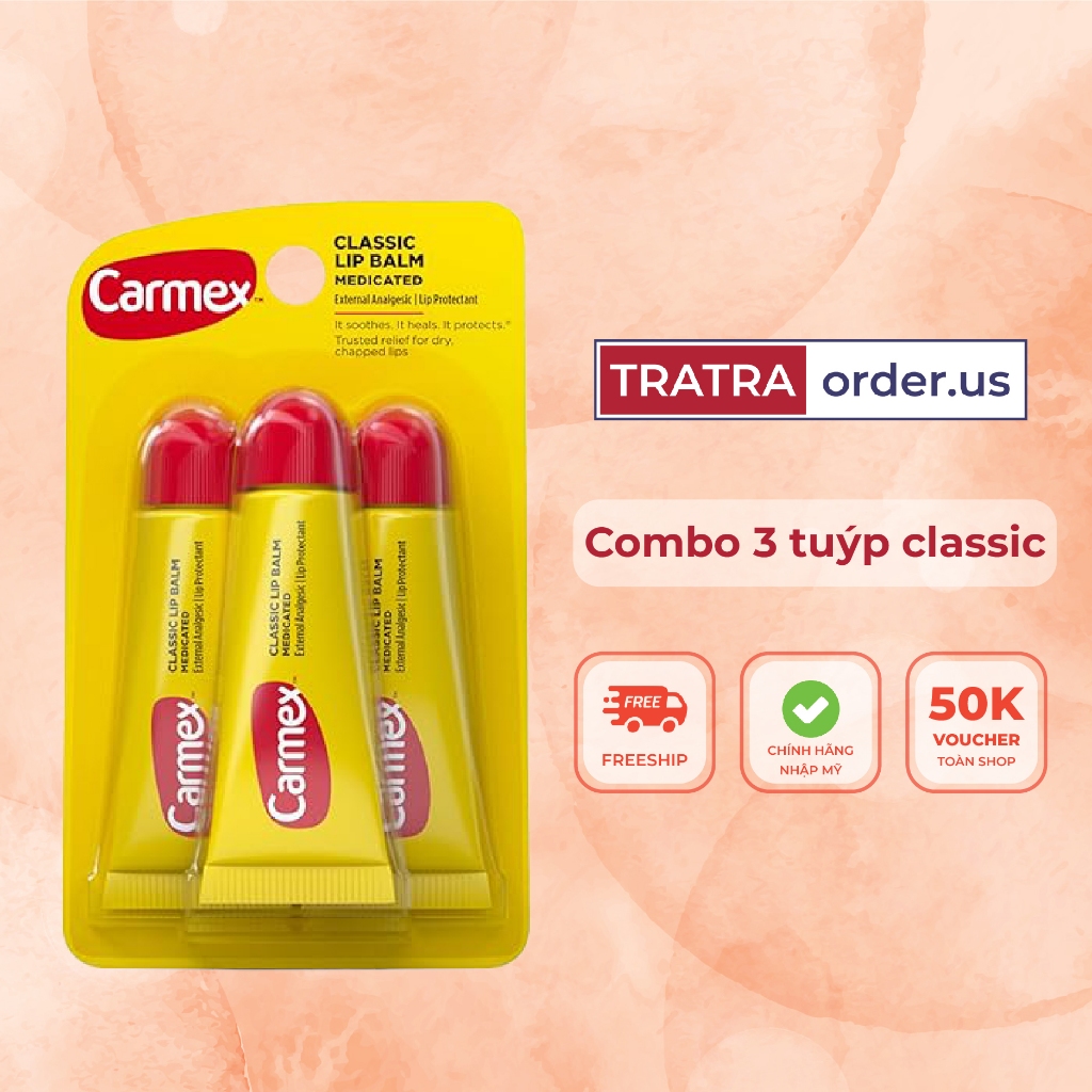 Son dưỡng môi carmex Lip Balm siêu cấp ẩm làm mềm môi, giảm nứt nẻ, chống nắng SPF15 [Đủ bill Mỹ]