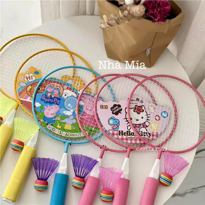 Vợt cầu lông cho bé tặng kèm 2 quả cầu, đồ chơi vận động vợt cầu lông mini.