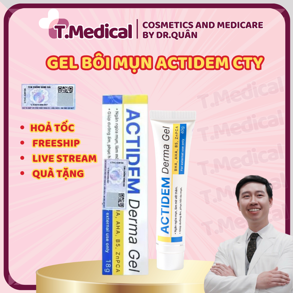 Actidem Gel bôi giảm mụn Actidem Derma Gel 18g mẫu mới, giảm mụn, mờ thâm – DMP chính hãng Tmedical