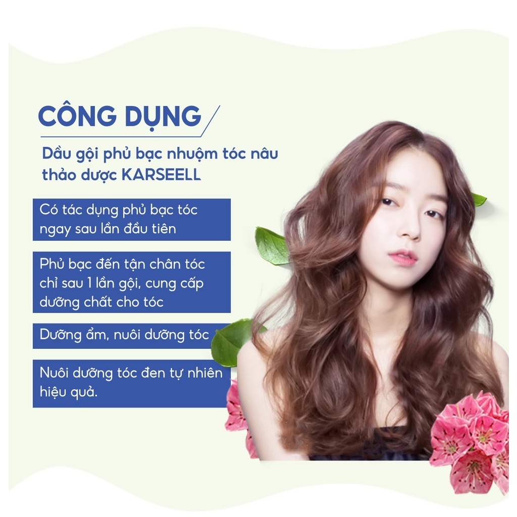 Dầu Gội Phủ Bạc KARSEELL, Phủ Bạc Đen Tóc, Nâu Tóc Từ Lần Gội Đầu Tiên, 100% Thảo Dược Thiên Nhiên Lên Màu Nhanh Chóng