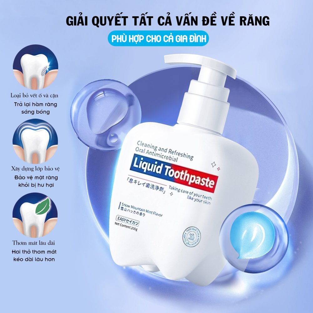 Kem đánh răng bảo vệ nướu Liquid Toothpaste hỗ trợ trắng răng kem đánh răng đem lại hơi thở thơm mát 200g