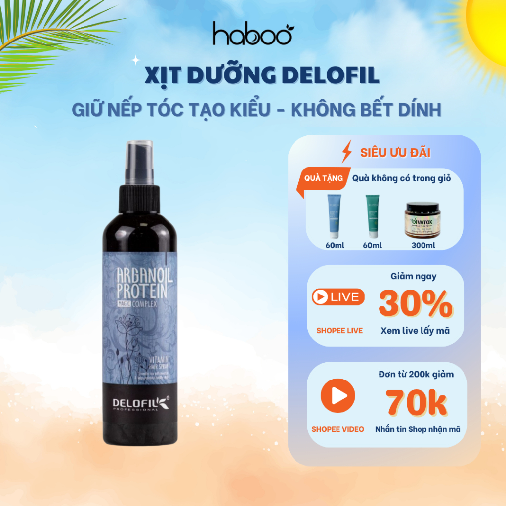 [HỎA TỐC HCM] Xịt dưỡng tóc keratin collagen,giữ nếp tóc,phục hồi, dưỡng tóc uốn duỗi nhuộm – Delofil Hair Spray