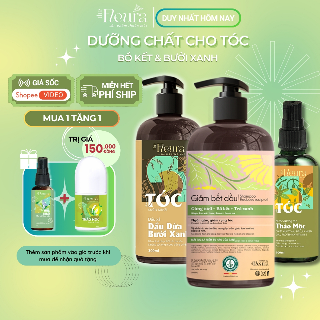 Bộ Dầu Gội Gừng Tươi Thảo Dược The Fleura Cho Tóc Dầu, Giảm Gãy Rụng Tóc, Hỗ Trợ Mọc Tóc Tốt Hơn, Mượt Tóc, Ngăn Gàu