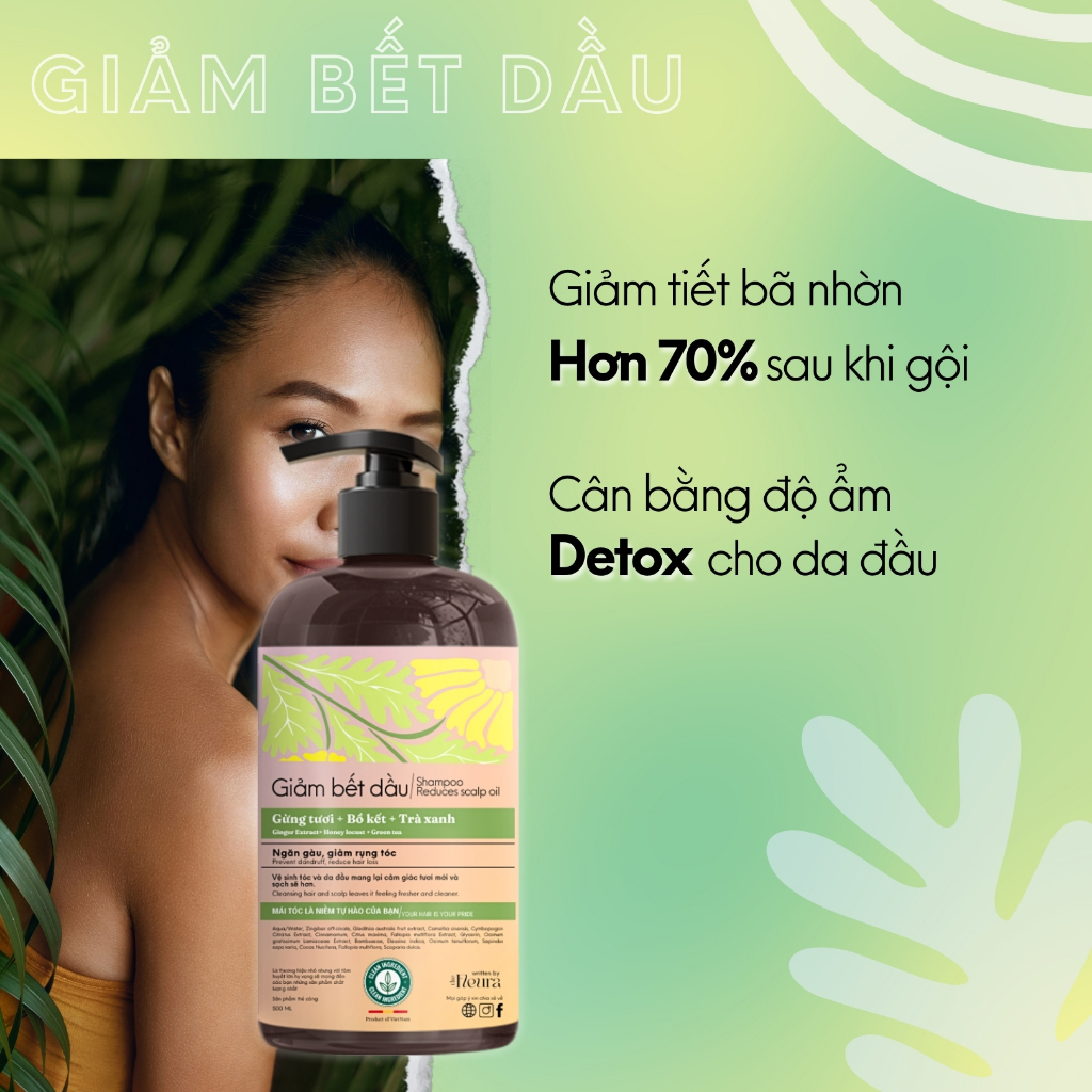 Bộ Dầu Gội Gừng Tươi Thảo Dược The Fleura Cho Tóc Dầu, Giảm Gãy Rụng Tóc, Hỗ Trợ Mọc Tóc Tốt Hơn, Mượt Tóc, Ngăn Gàu