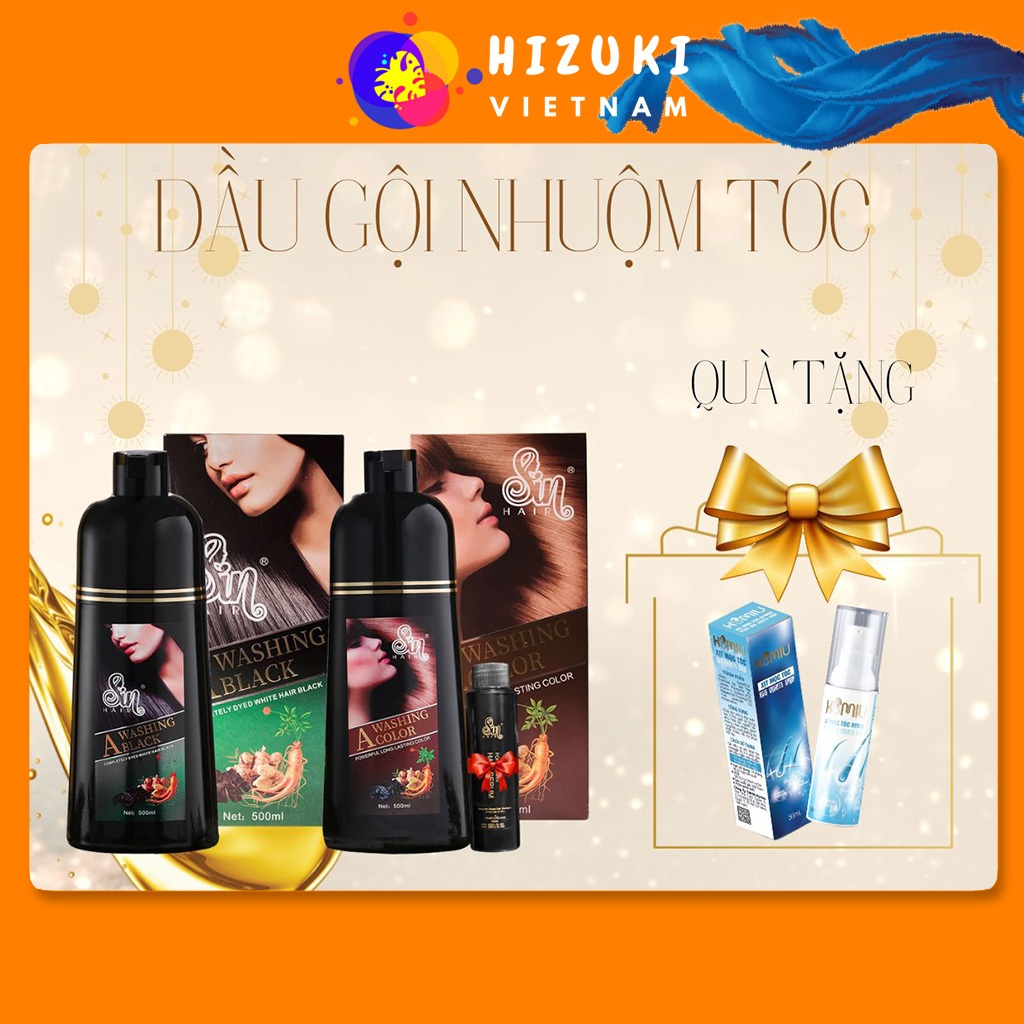 Dầu Gội Phủ Bạc Sin Hair Nhật Bản, Dầu Gội Nhuộm Tóc Gội Là Đen Chính Hãng Giúp Phủ Đen Hoặc Nâu Tóc Bạc Nhanh Chóng