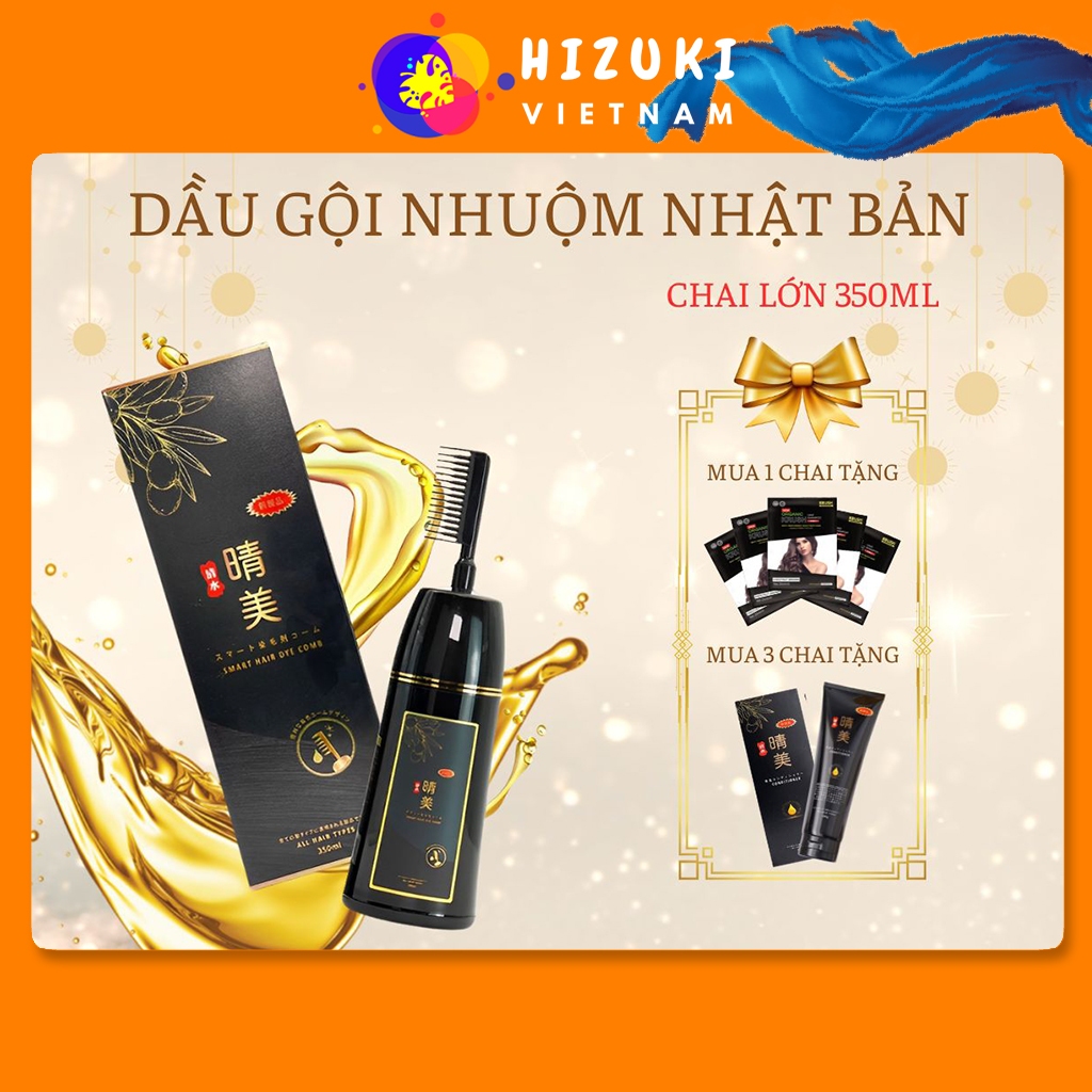 Dầu Gội Nhuộm Tóc, Dầu Gội Phủ Bạc Komi Nhật Bản Dạng Lược Chai 350ml Nhiều Màu Lựa Chọn – Hàng Nội Địa Nhật