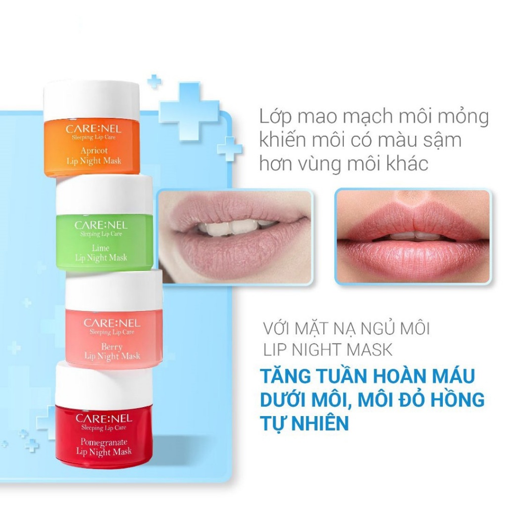 Mặt nạ ngủ môi dưỡng ẩm và tẩy tế bào chết hương dâu – Care:nel Lip Sleeping Mask Berry 5g