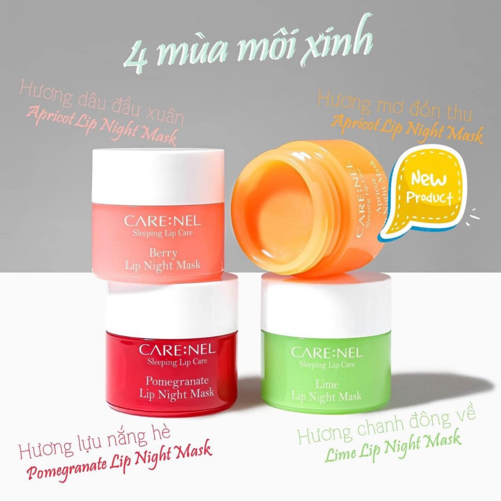Mặt nạ ngủ môi dưỡng ẩm và tẩy tế bào chết hương dâu – Care:nel Lip Sleeping Mask Berry 5g