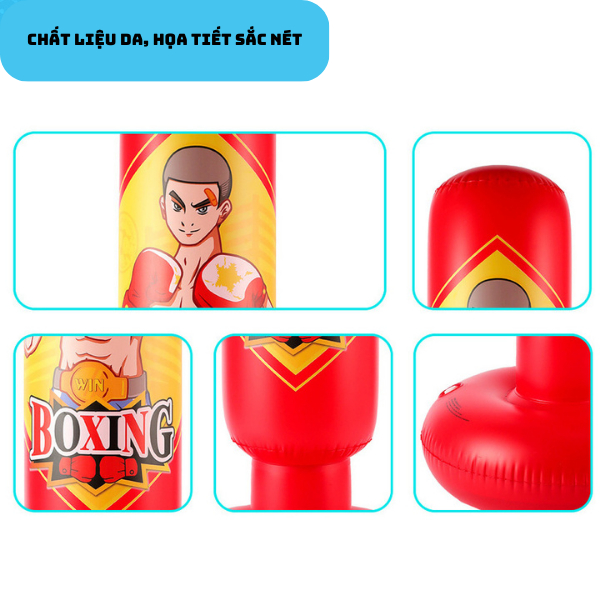 (Tặng Kèm Bơm) Bộ Đồ Chơi Boxing Bơm Hơi, Tự Động Cân Bằng, Đồ Chơi Vận Động Hot 2023