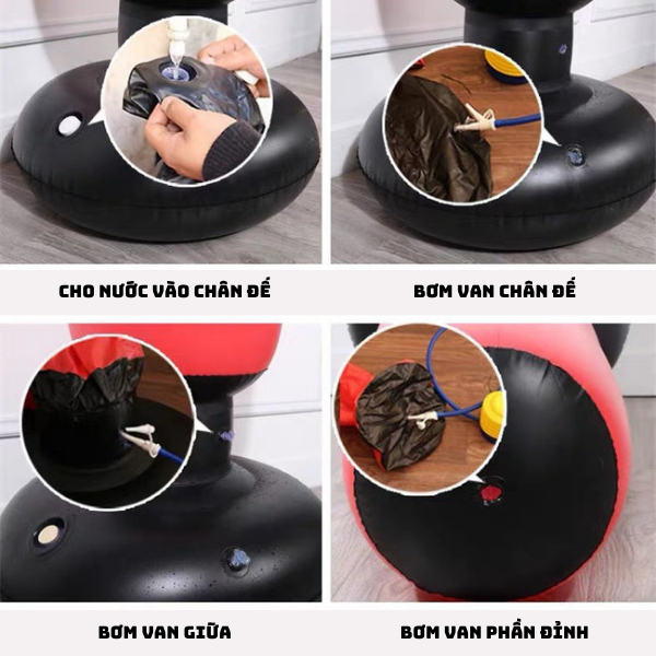 (Tặng Kèm Bơm) Bộ Đồ Chơi Boxing Bơm Hơi, Tự Động Cân Bằng, Đồ Chơi Vận Động Hot 2023