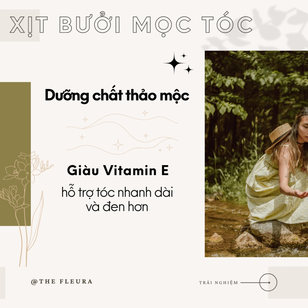 Xịt Mọc Tóc Nhanh Thảo Mộc The Fleura, Xịt Bưởi Mọc Tóc An Toàn Hiệu Quả, Hương Thơm Cỏ Cây Dễ Chịu