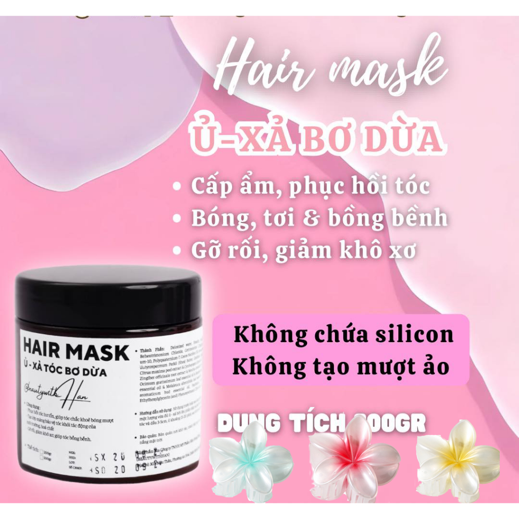 Dầu xả Sữa Dừa phục hồi nuôi dưỡng tóc @beautywithHan kem ủ xả đậm đặc phục hồi tóc hư tổn cấp ẩm